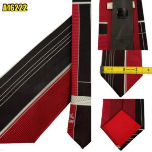 MCM Tie Silk Maroon Geometric Korea (US Import Tax Included) มุมที่ 1