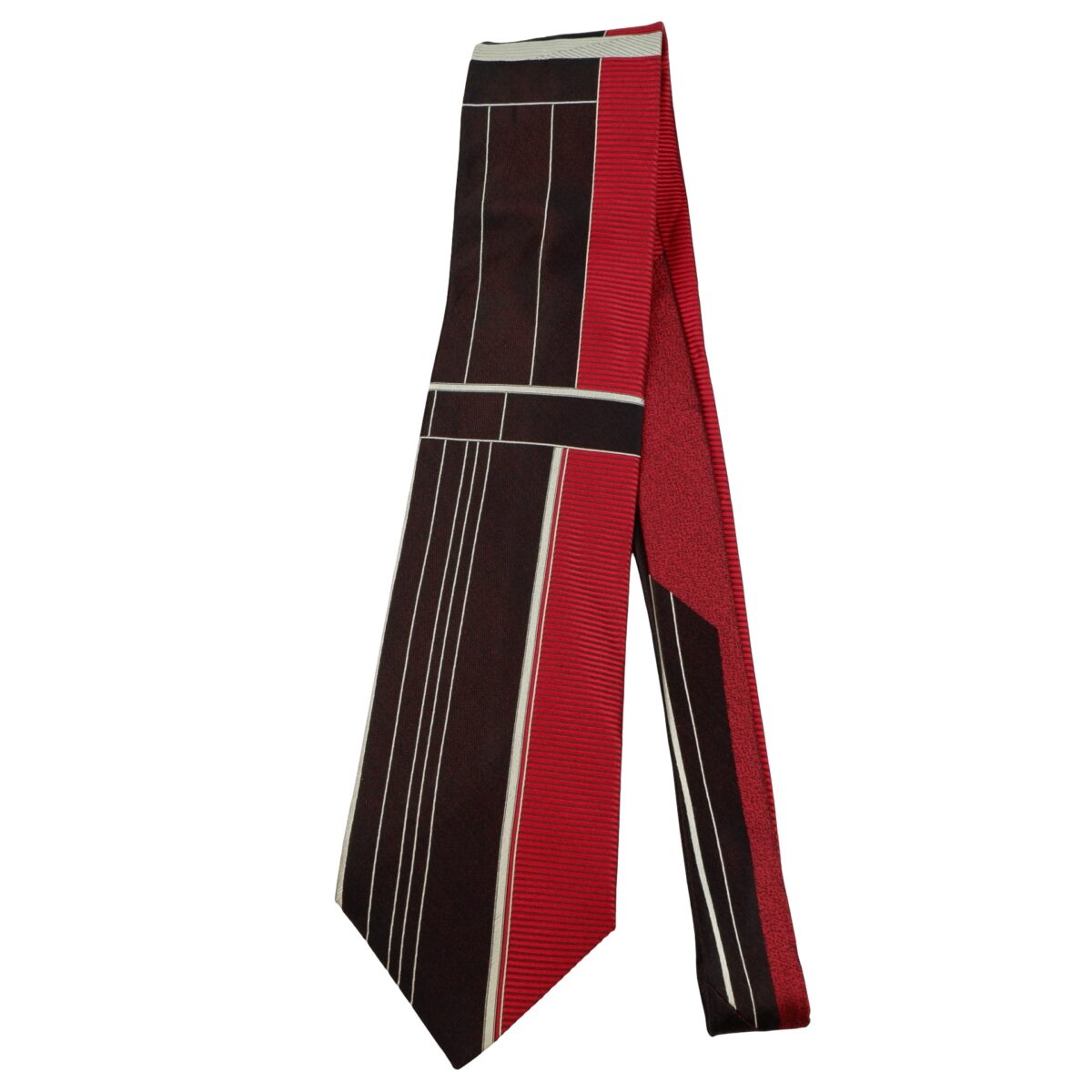 a16222 5 MCM Tie Silk Maroon Geometric Korea (US Import Tax Included) มุมที่ 5