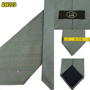 Dunhill Tie Silk Green Herringbone England (US Import Tax Included) มุมที่ 1