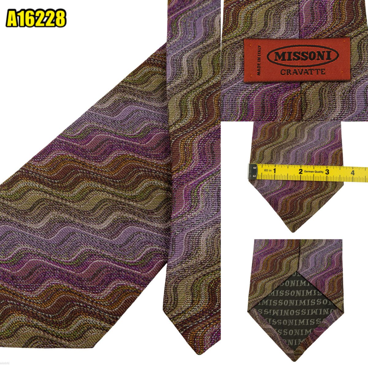 created by photogrid Missoni Tie Silk Purple Zigzag Pattern Italy (US Import Tax Included) มุมที่ 1