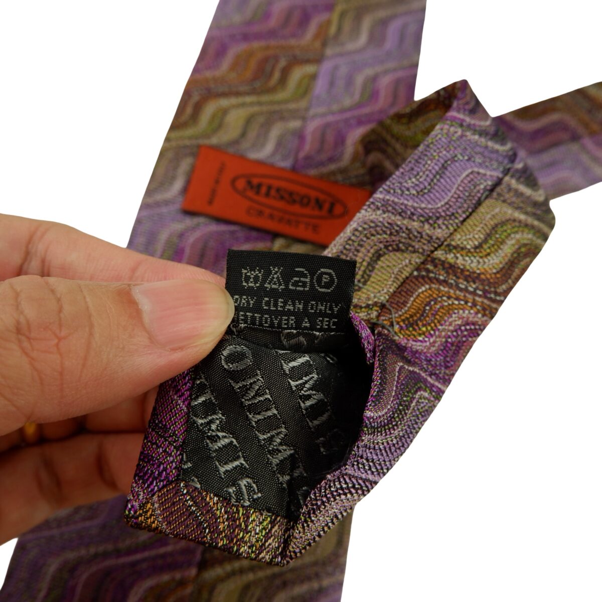a16228 11 Missoni Tie Silk Purple Zigzag Pattern Italy (US Import Tax Included) มุมที่ 11