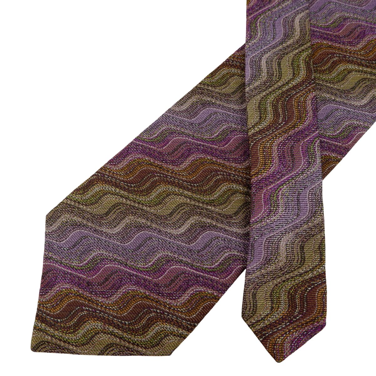 a16228 2 Missoni Tie Silk Purple Zigzag Pattern Italy (US Import Tax Included) มุมที่ 2