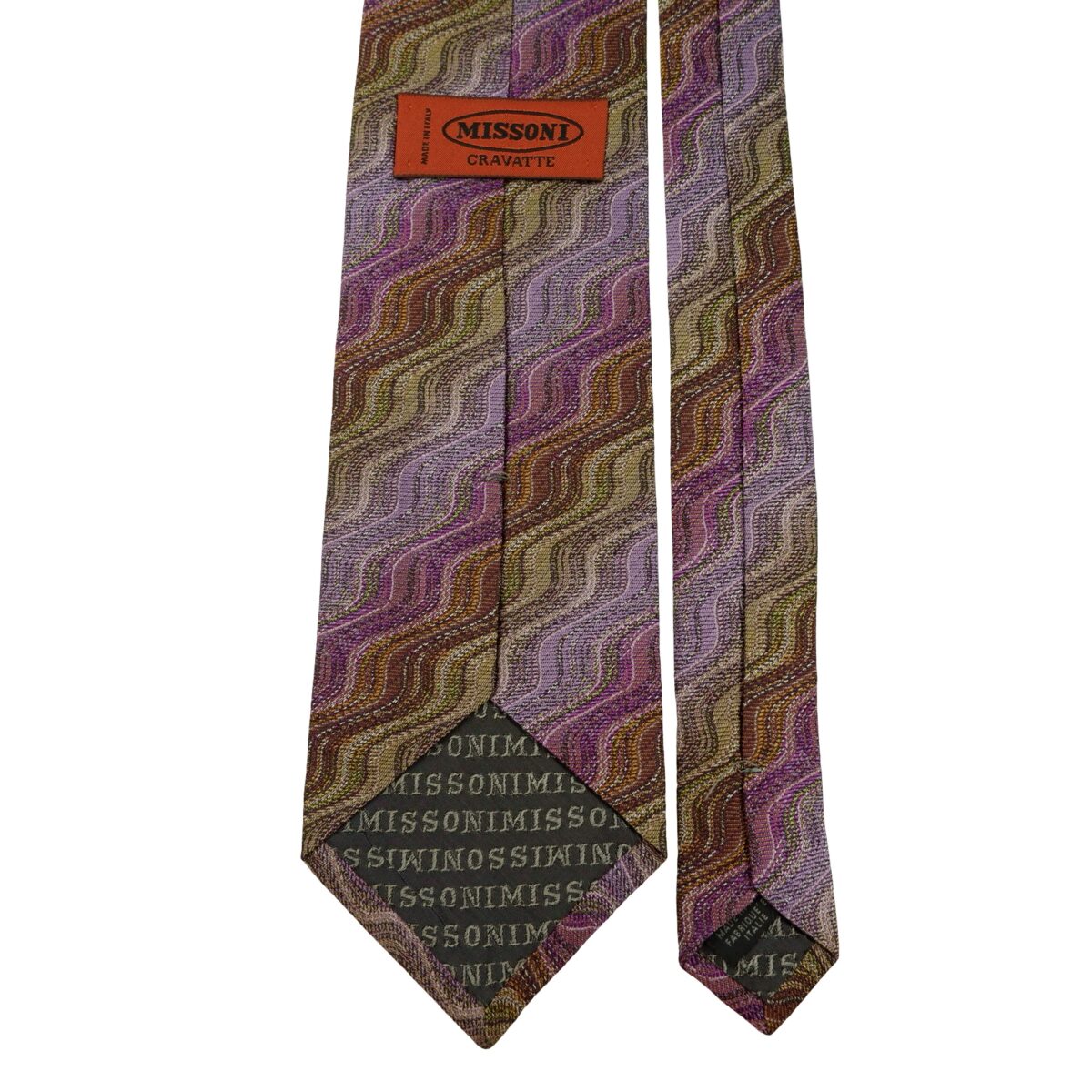 a16228 4 Missoni Tie Silk Purple Zigzag Pattern Italy (US Import Tax Included) มุมที่ 4