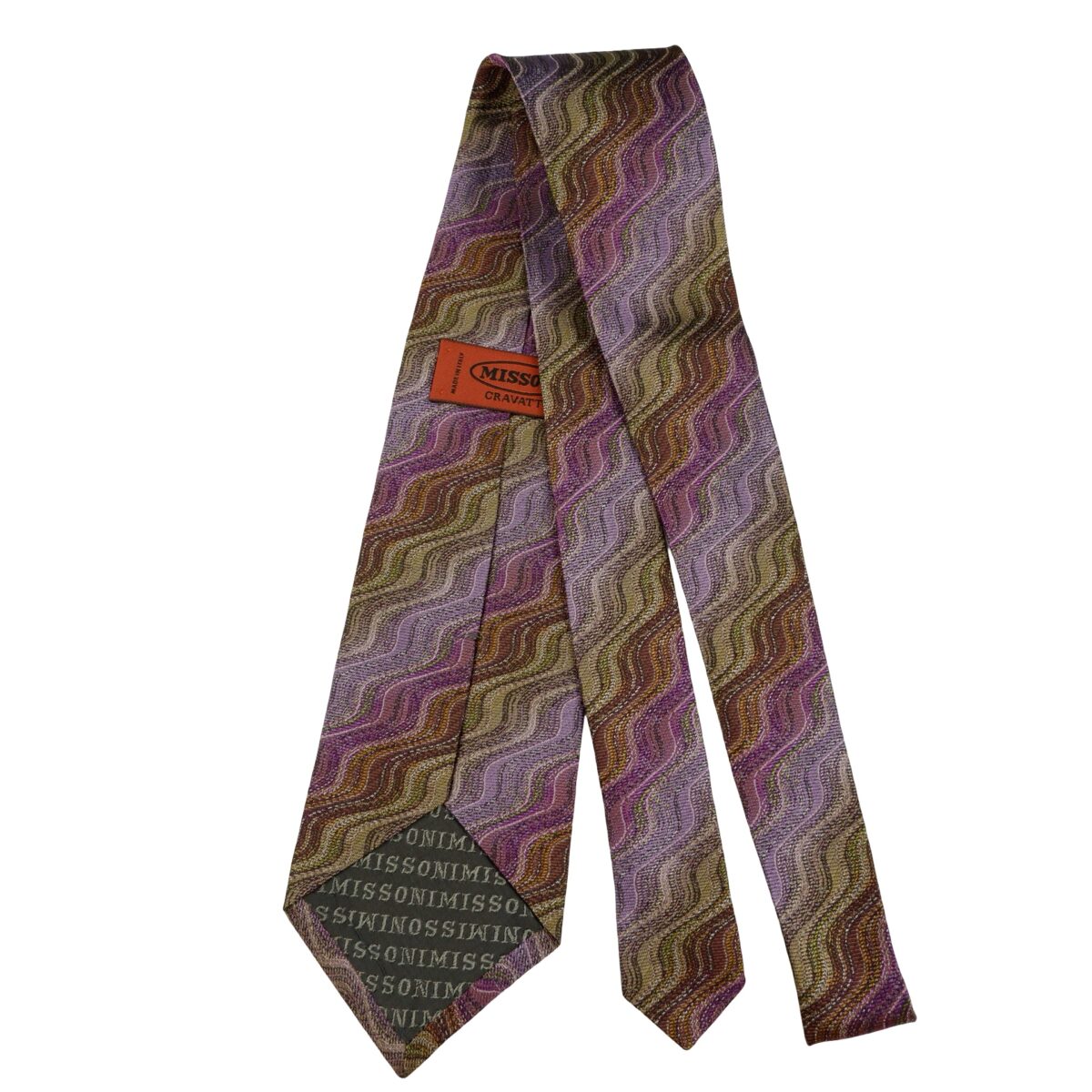 a16228 7 Missoni Tie Silk Purple Zigzag Pattern Italy (US Import Tax Included) มุมที่ 7