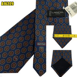 Lancel Tie Silk Blue Geometric Italy (US Import Tax Included) มุมที่ 1