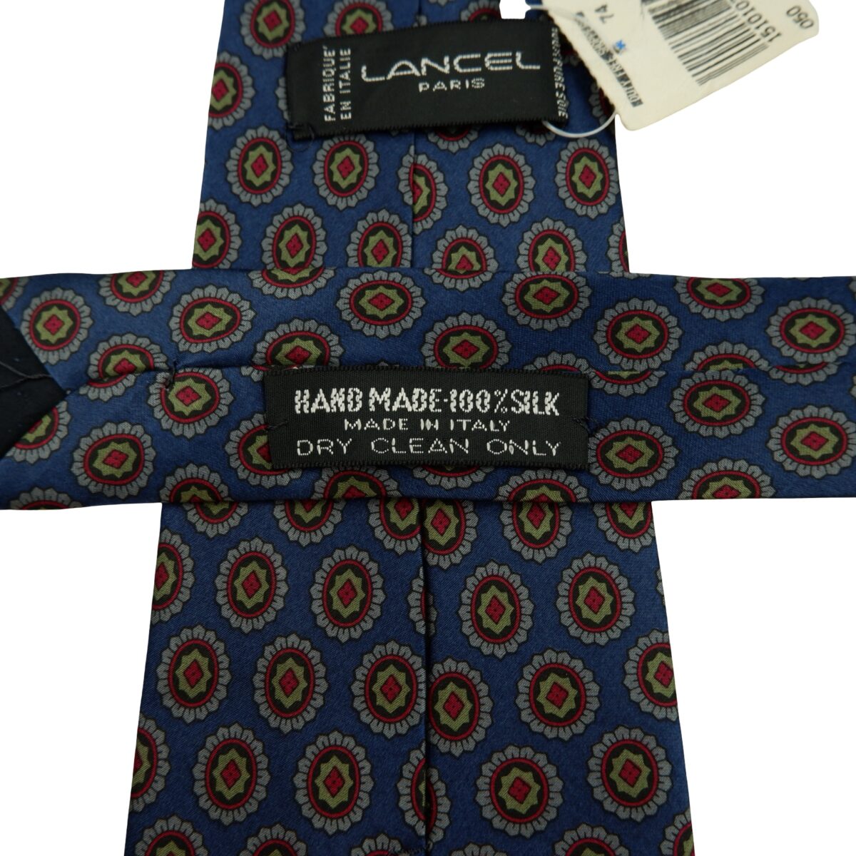 a16229 10 Lancel Tie Silk Blue Geometric Italy (US Import Tax Included) มุมที่ 10