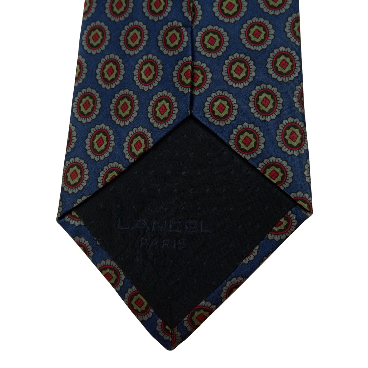 a16229 7 Lancel Tie Silk Blue Geometric Italy (US Import Tax Included) มุมที่ 7
