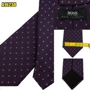 Hugo Boss Tie Silk Purple Dot Geometric Italy (US Import Tax Included) มุมที่ 1