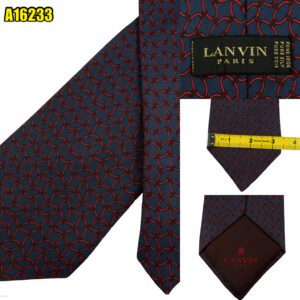 Lanvin Tie Silk Blue Geometric France (US Import Tax Included) มุมที่ 1