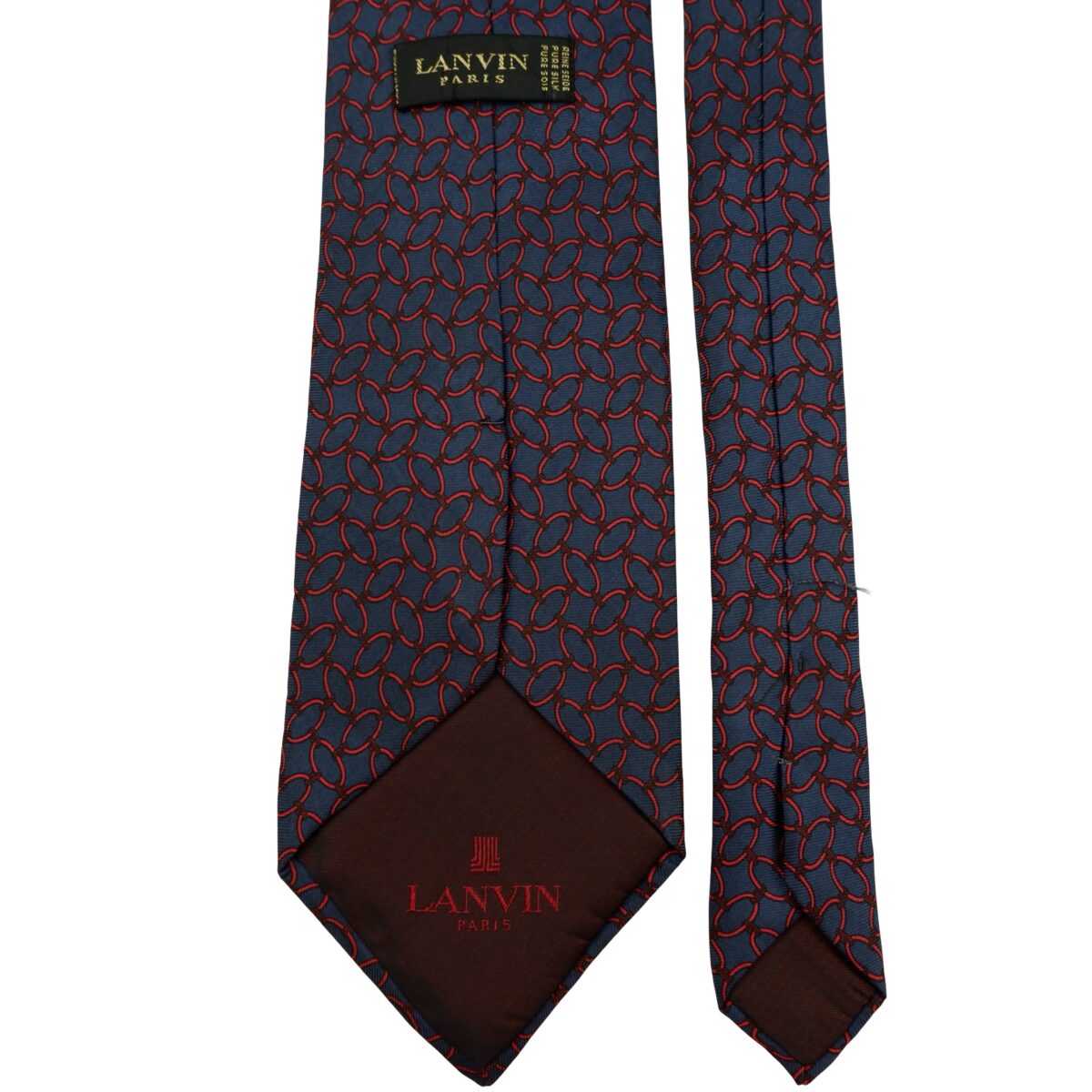 Lanvin Tie Silk Blue Geometric France (US Import Tax Included) | mesabb clothing Lanvin Tie Silk Blue Geometric France (US Import Tax Included) มุมที่ 4