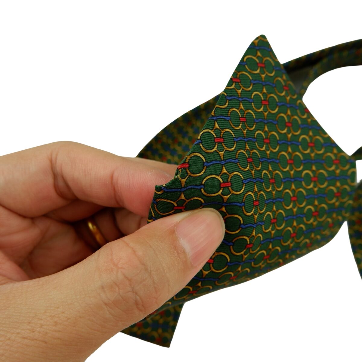 a16234 13 Fendi Tie Silk Green Geometric Italy (US Import Tax Included) มุมที่ 13