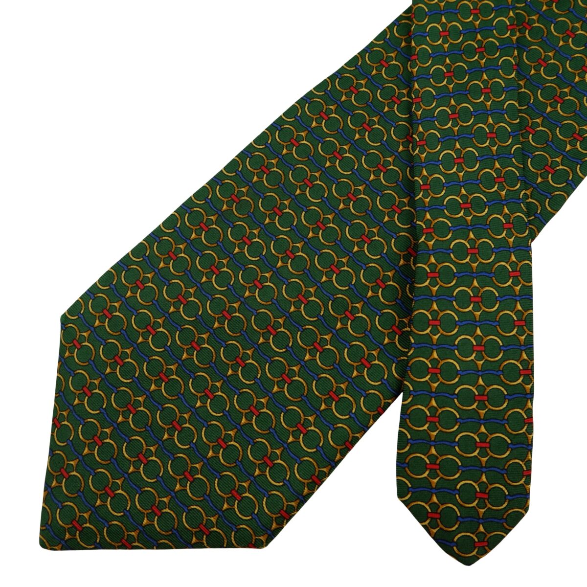 a16234 2 Fendi Tie Silk Green Geometric Italy (US Import Tax Included) มุมที่ 2