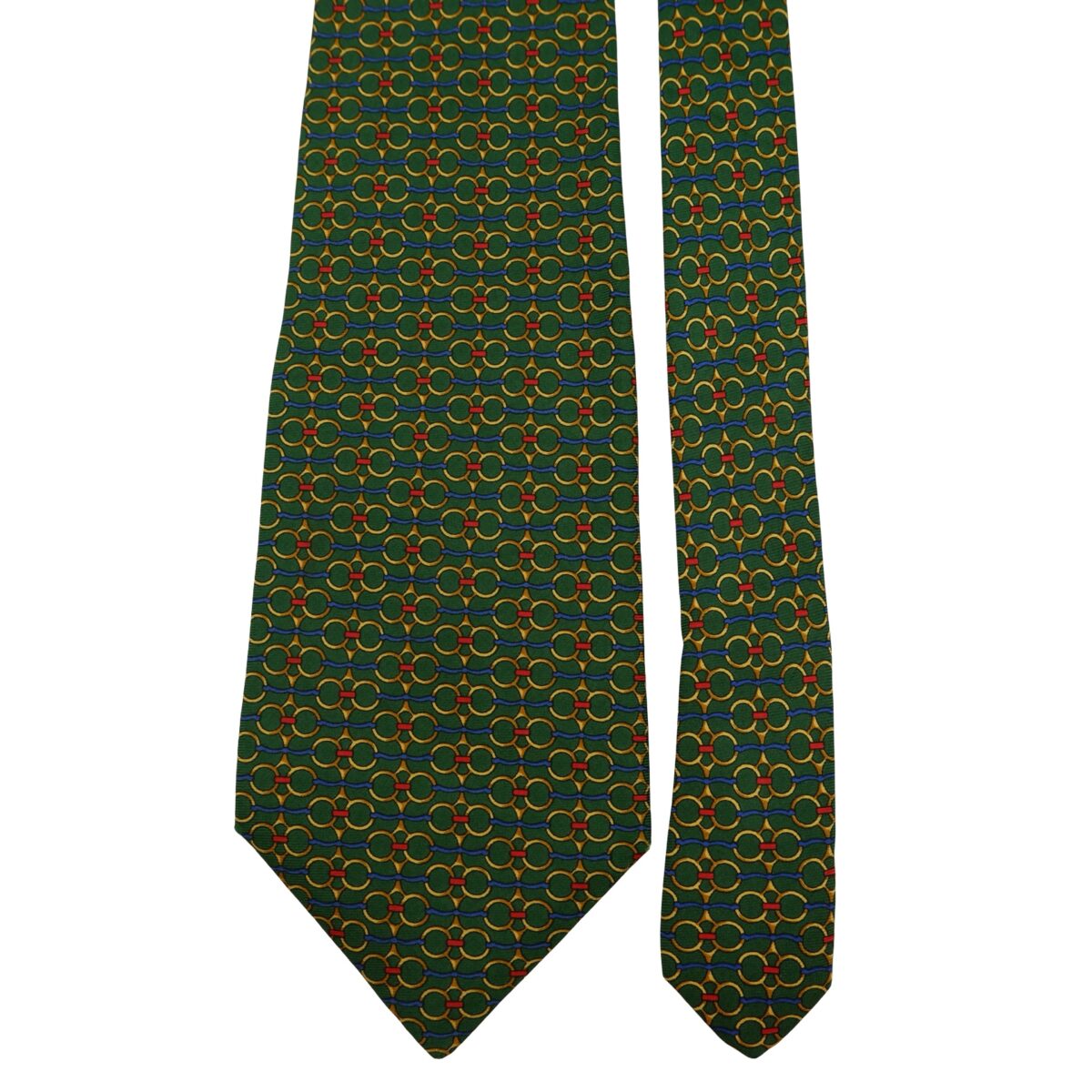 a16234 3 Fendi Tie Silk Green Geometric Italy (US Import Tax Included) มุมที่ 3