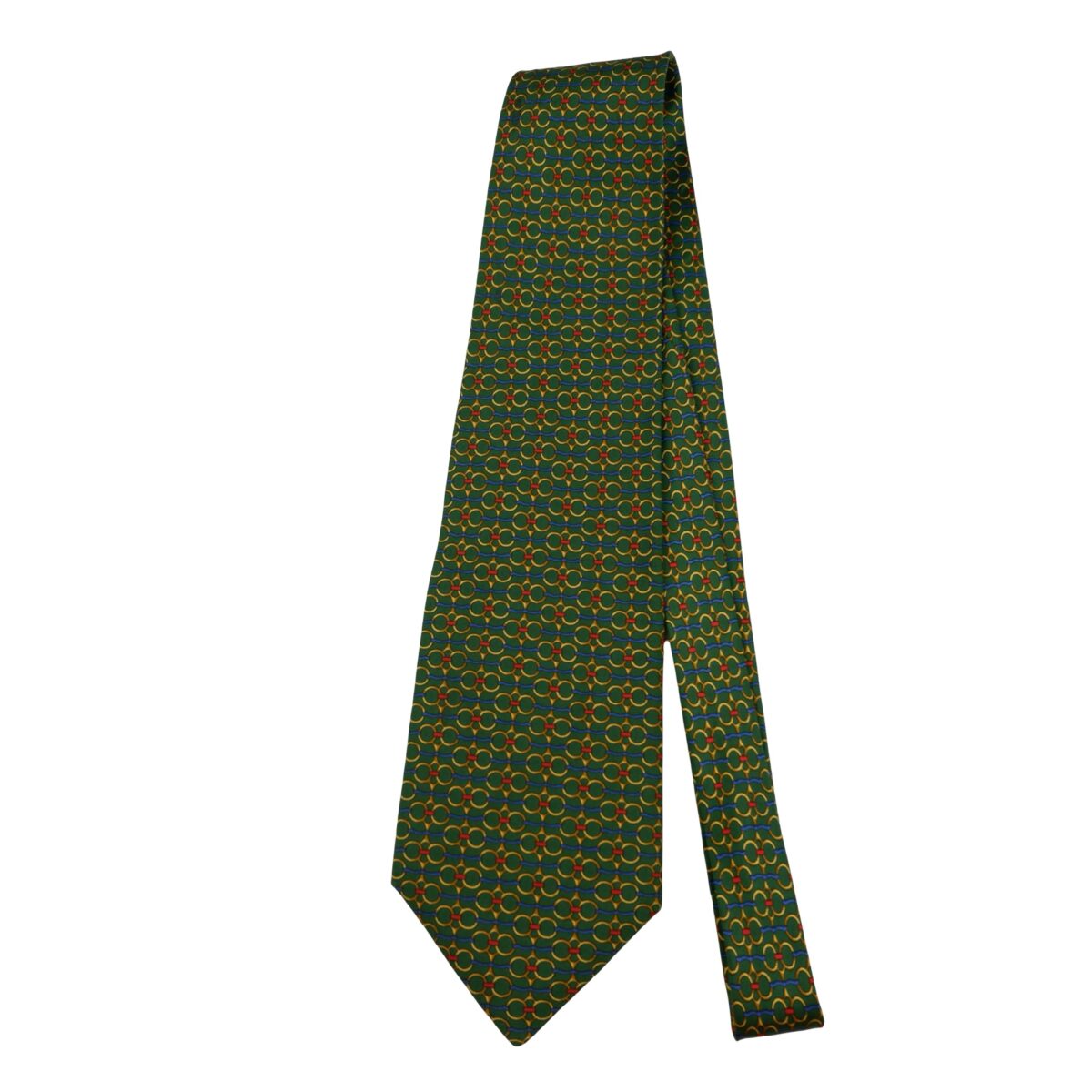 a16234 5 Fendi Tie Silk Green Geometric Italy (US Import Tax Included) มุมที่ 5