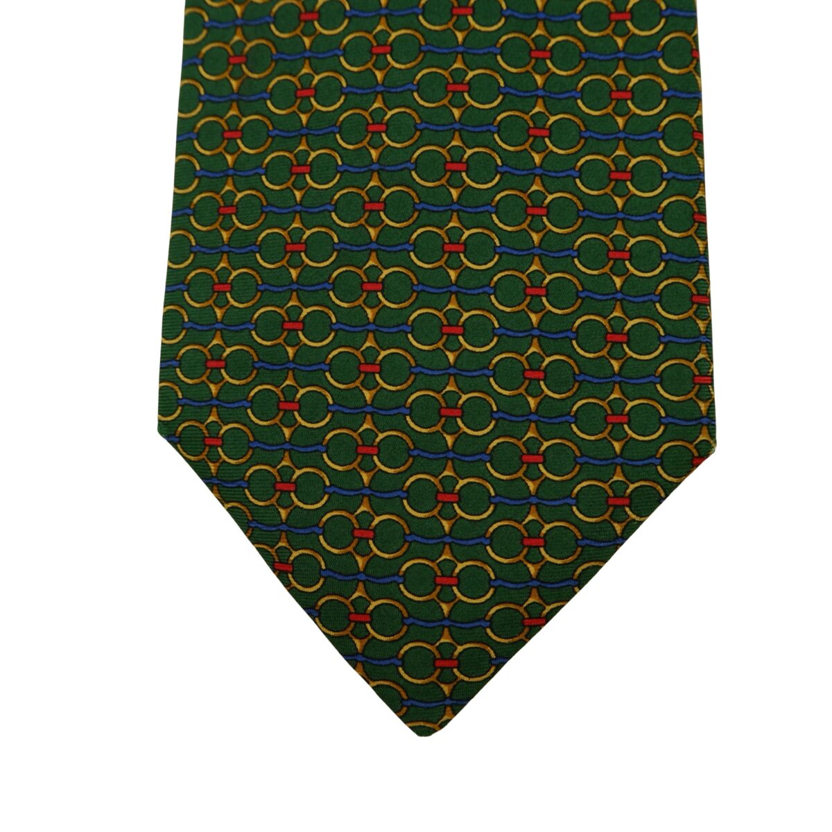a16234 6 Fendi Tie Silk Green Geometric Italy (US Import Tax Included) มุมที่ 6