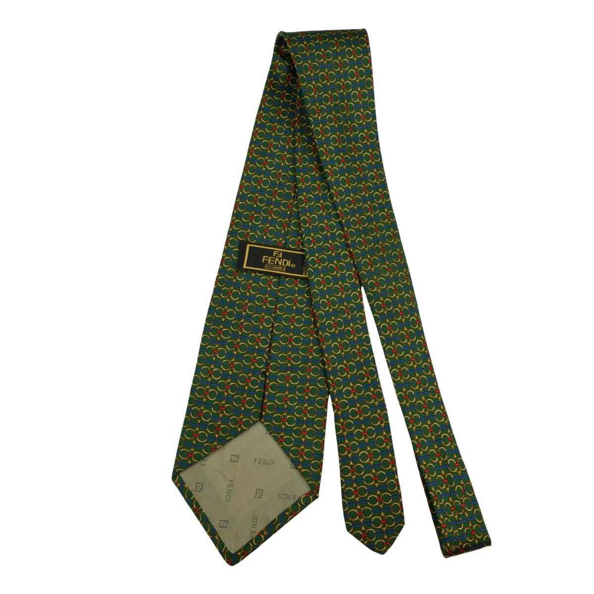 a16234 7 Fendi Tie Silk Green Geometric Italy (US Import Tax Included) มุมที่ 7