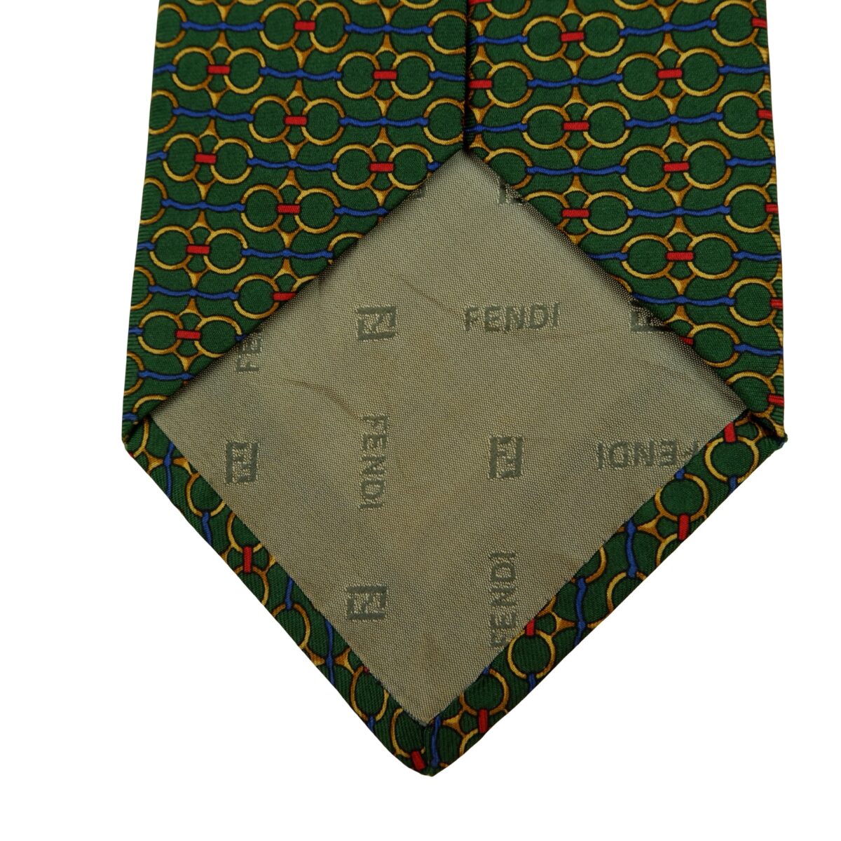 a16234 8 Fendi Tie Silk Green Geometric Italy (US Import Tax Included) มุมที่ 8