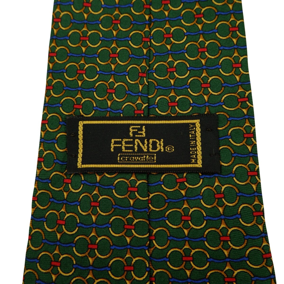 a16234 9 Fendi Tie Silk Green Geometric Italy (US Import Tax Included) มุมที่ 9