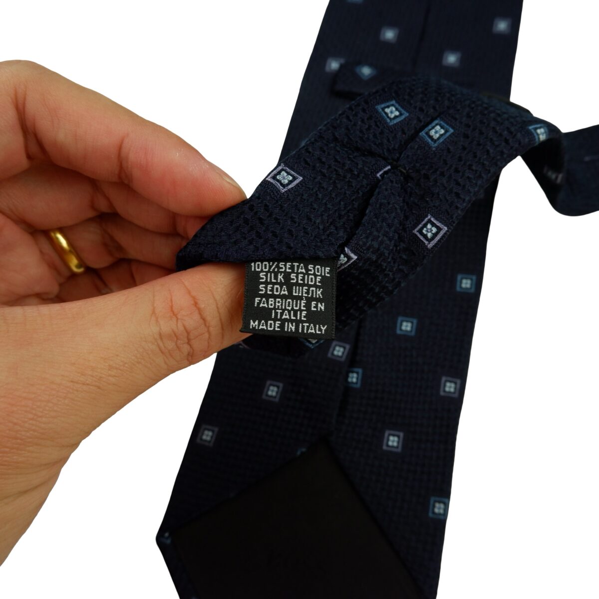 a16237 10 Hugo Boss Tie Silk Black Geometric Italy (US Import Tax Included) มุมที่ 10