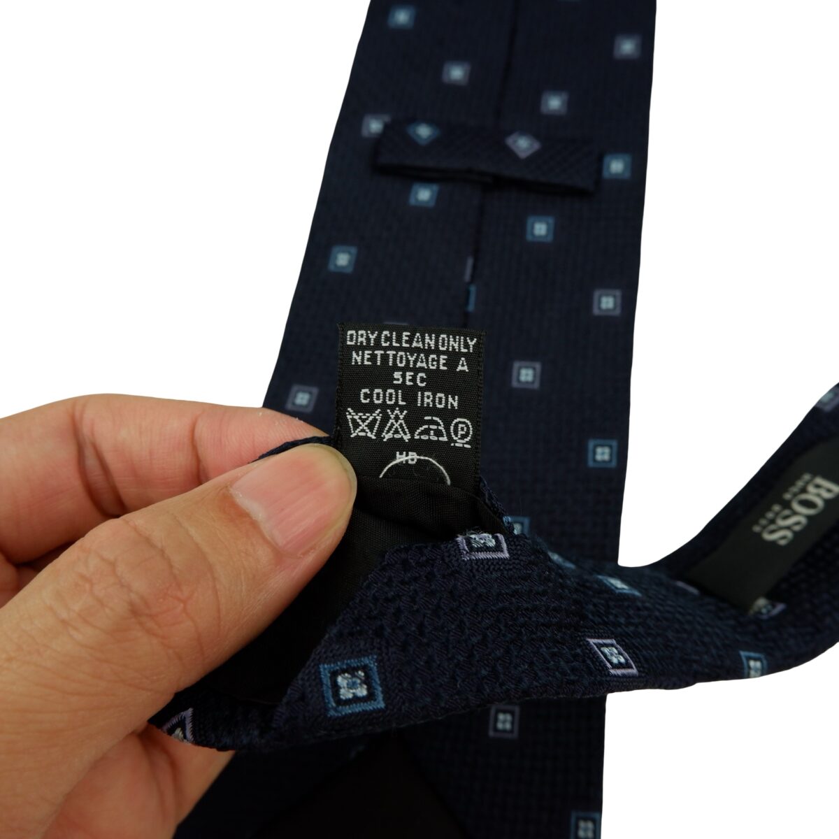 a16237 11 Hugo Boss Tie Silk Black Geometric Italy (US Import Tax Included) มุมที่ 11