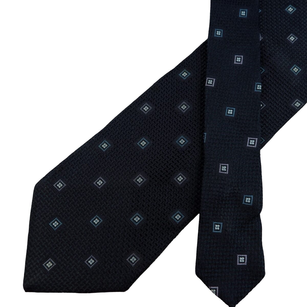 a16237 2 Hugo Boss Tie Silk Black Geometric Italy (US Import Tax Included) มุมที่ 2