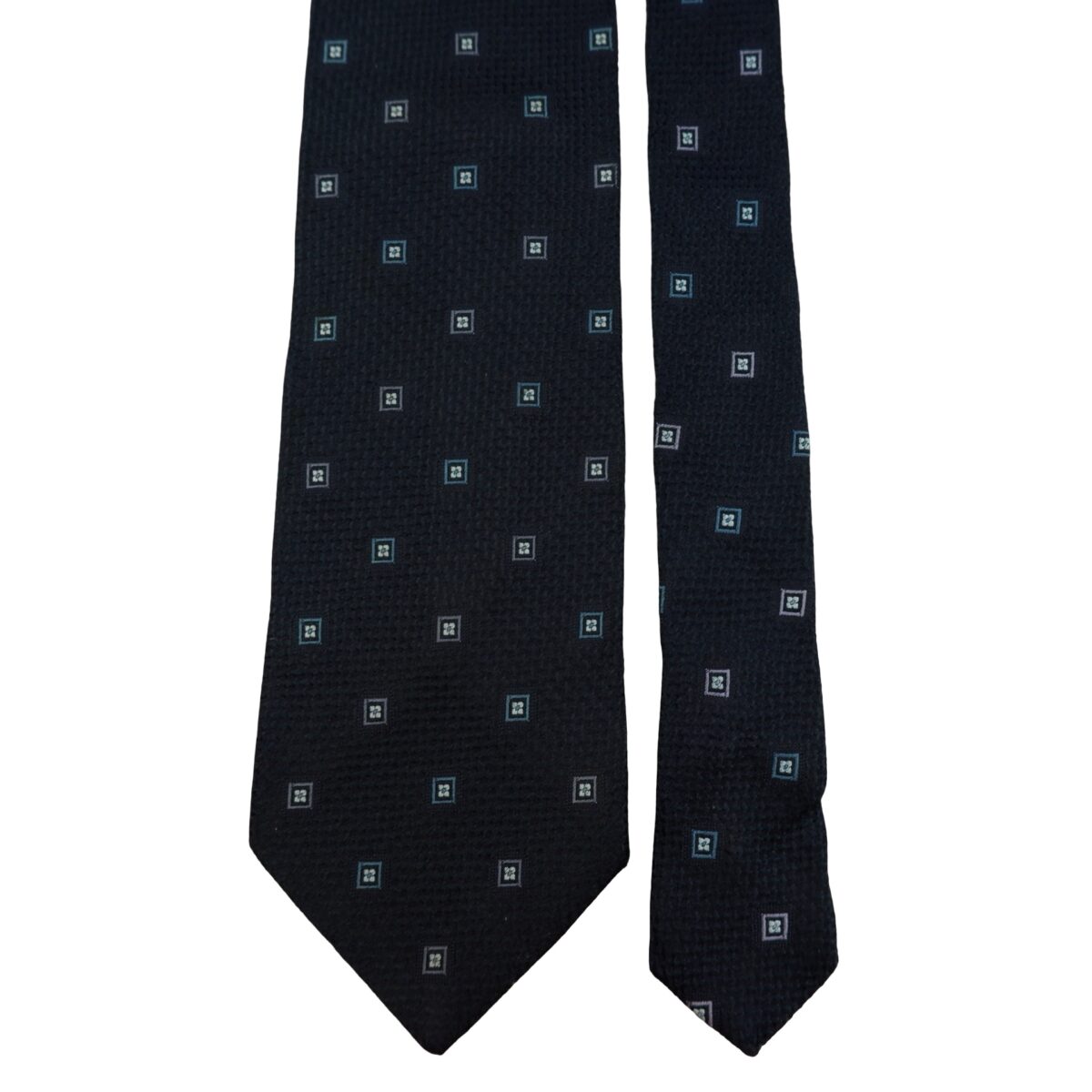 a16237 3 Hugo Boss Tie Silk Black Geometric Italy (US Import Tax Included) มุมที่ 3