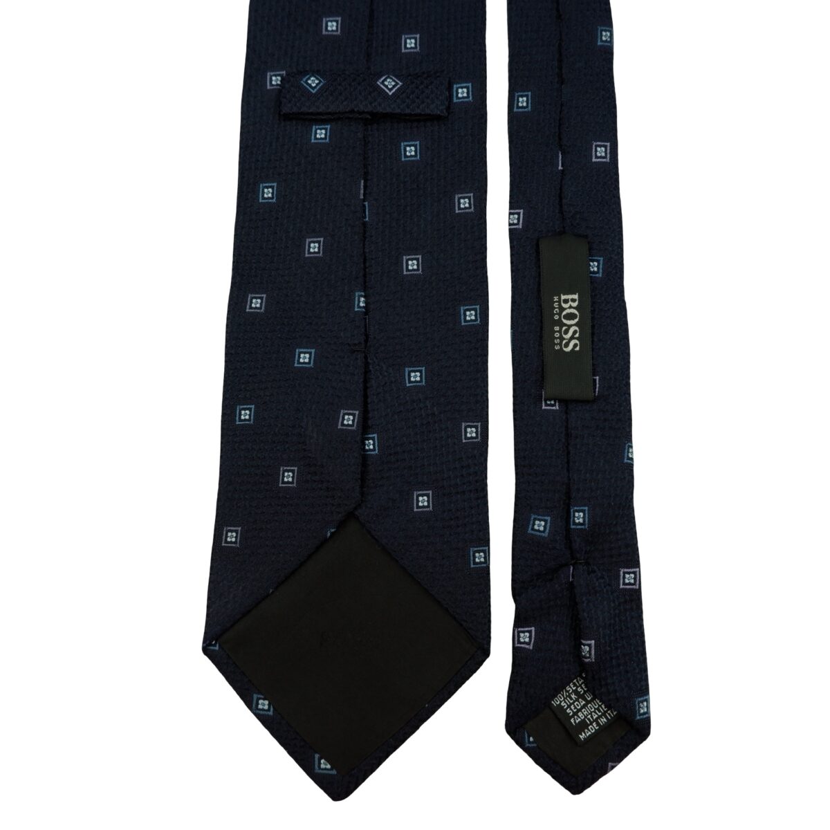 a16237 4 Hugo Boss Tie Silk Black Geometric Italy (US Import Tax Included) มุมที่ 4