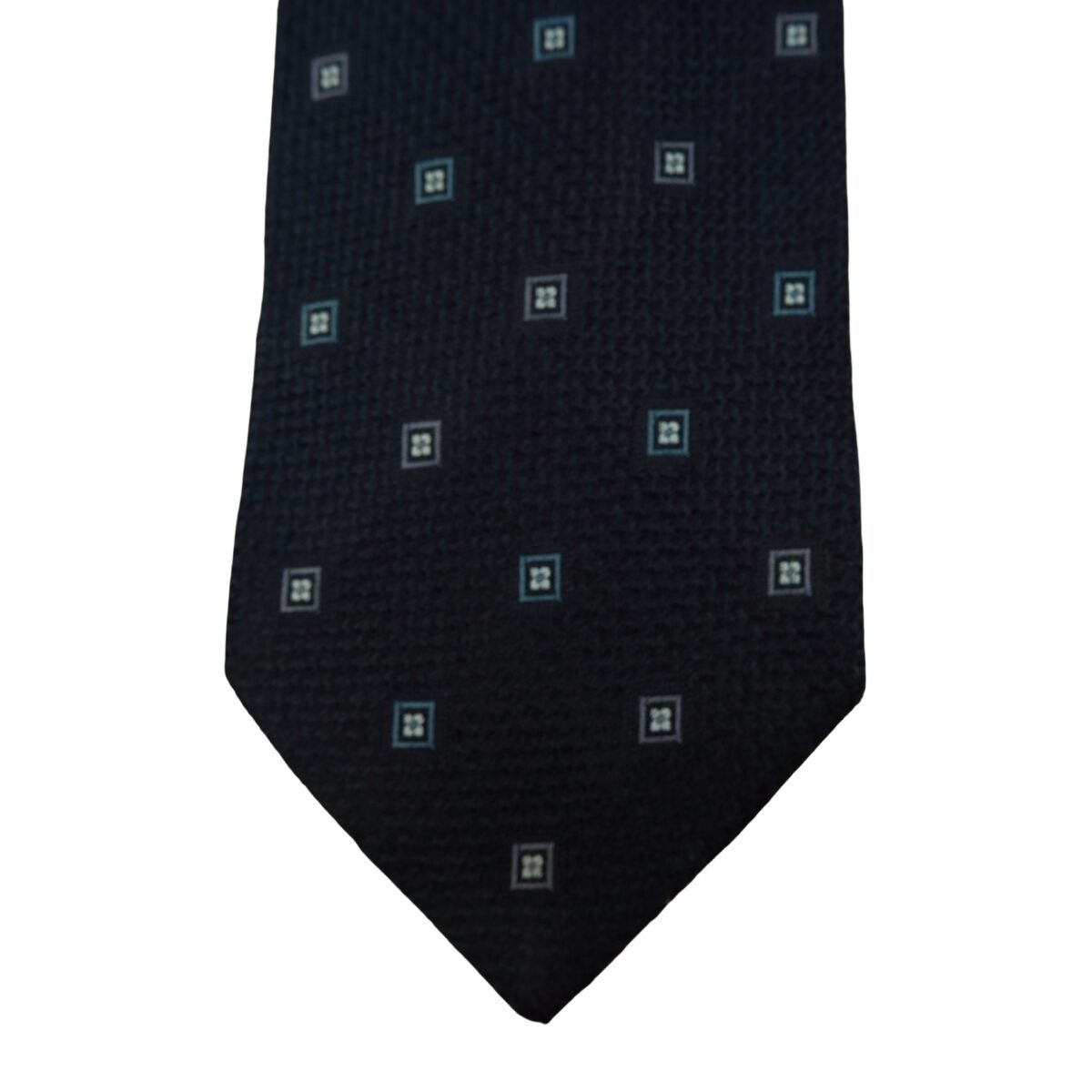 a16237 6 Hugo Boss Tie Silk Black Geometric Italy (US Import Tax Included) มุมที่ 6