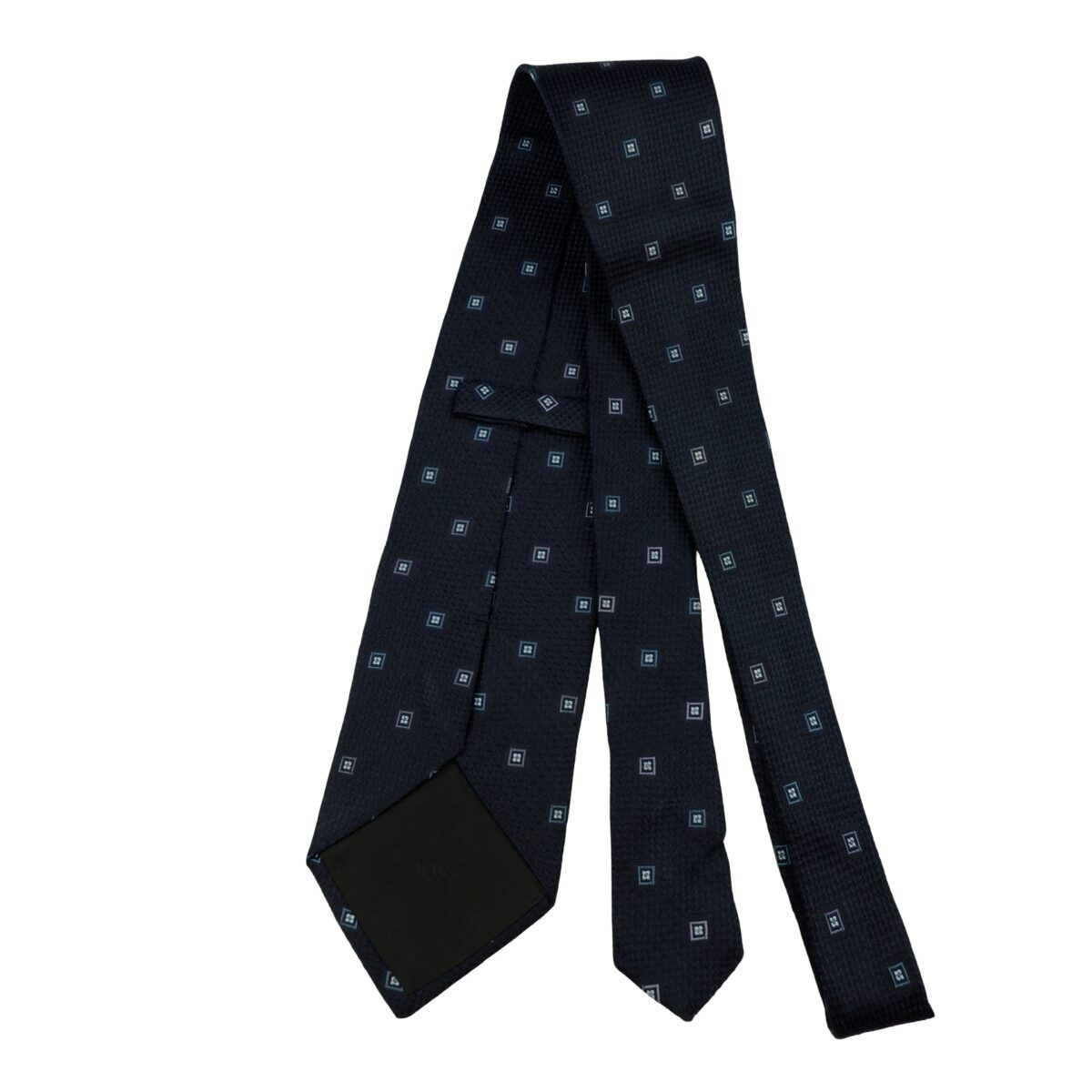 a16237 7 Hugo Boss Tie Silk Black Geometric Italy (US Import Tax Included) มุมที่ 7