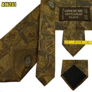 Givenchy Tie Silk Olive Green Abstract Pattern Italy (US Import Tax Included) มุมที่ 1