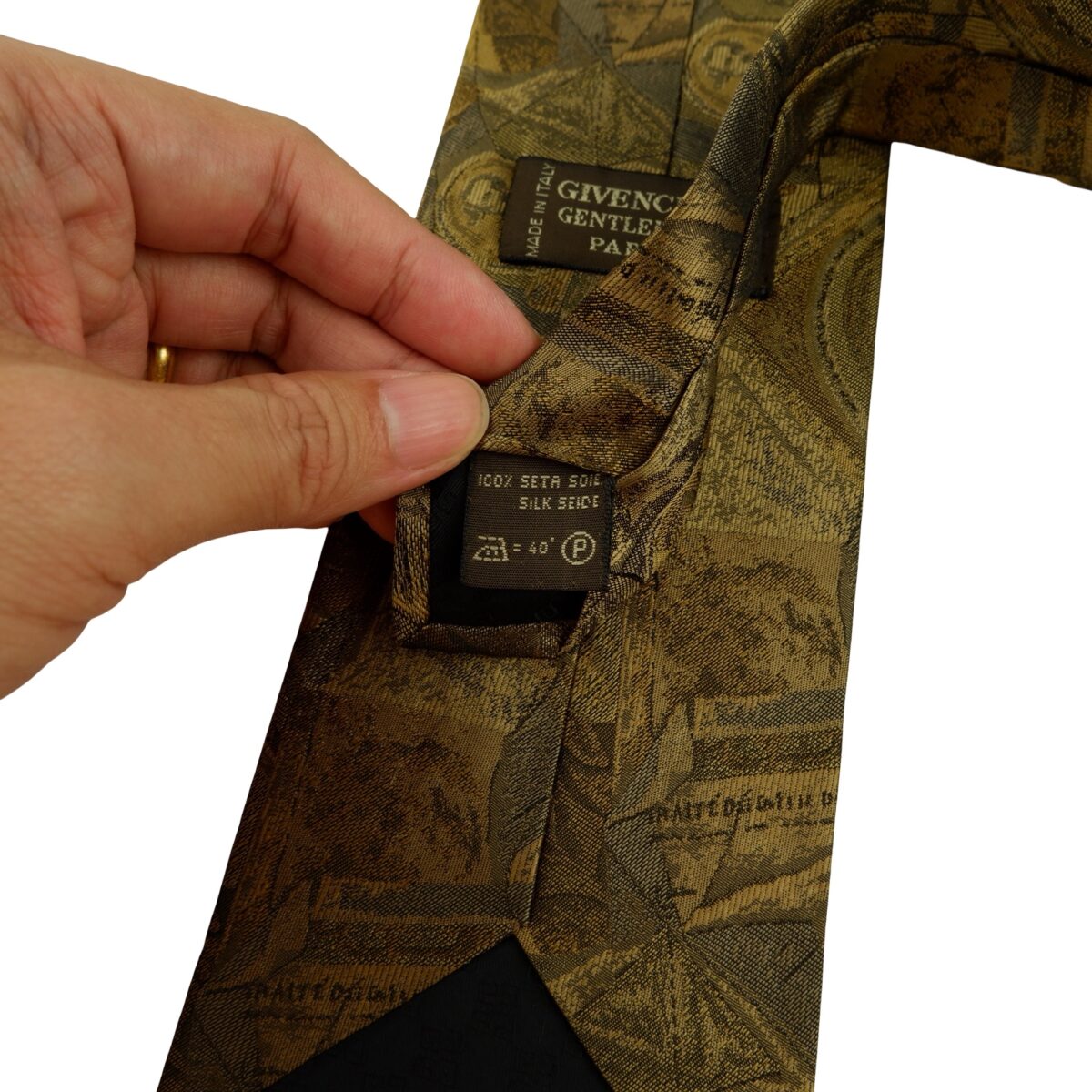 a16241 10 Givenchy Tie Silk Olive Green Abstract Pattern Italy (US Import Tax Included) มุมที่ 10