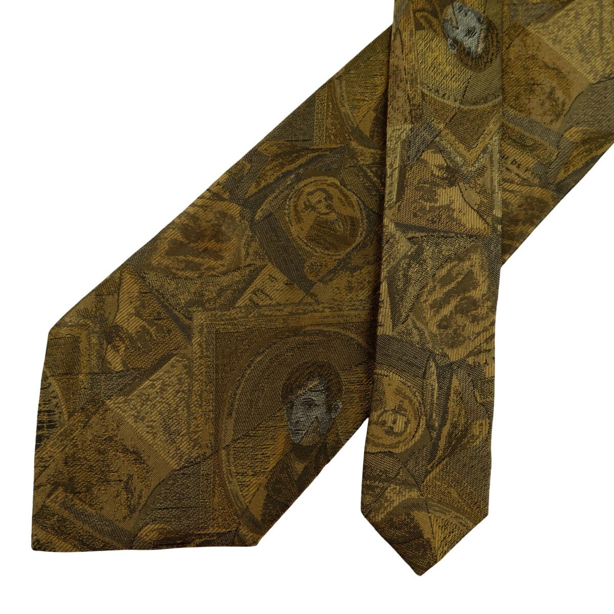 a16241 2 Givenchy Tie Silk Olive Green Abstract Pattern Italy (US Import Tax Included) มุมที่ 2