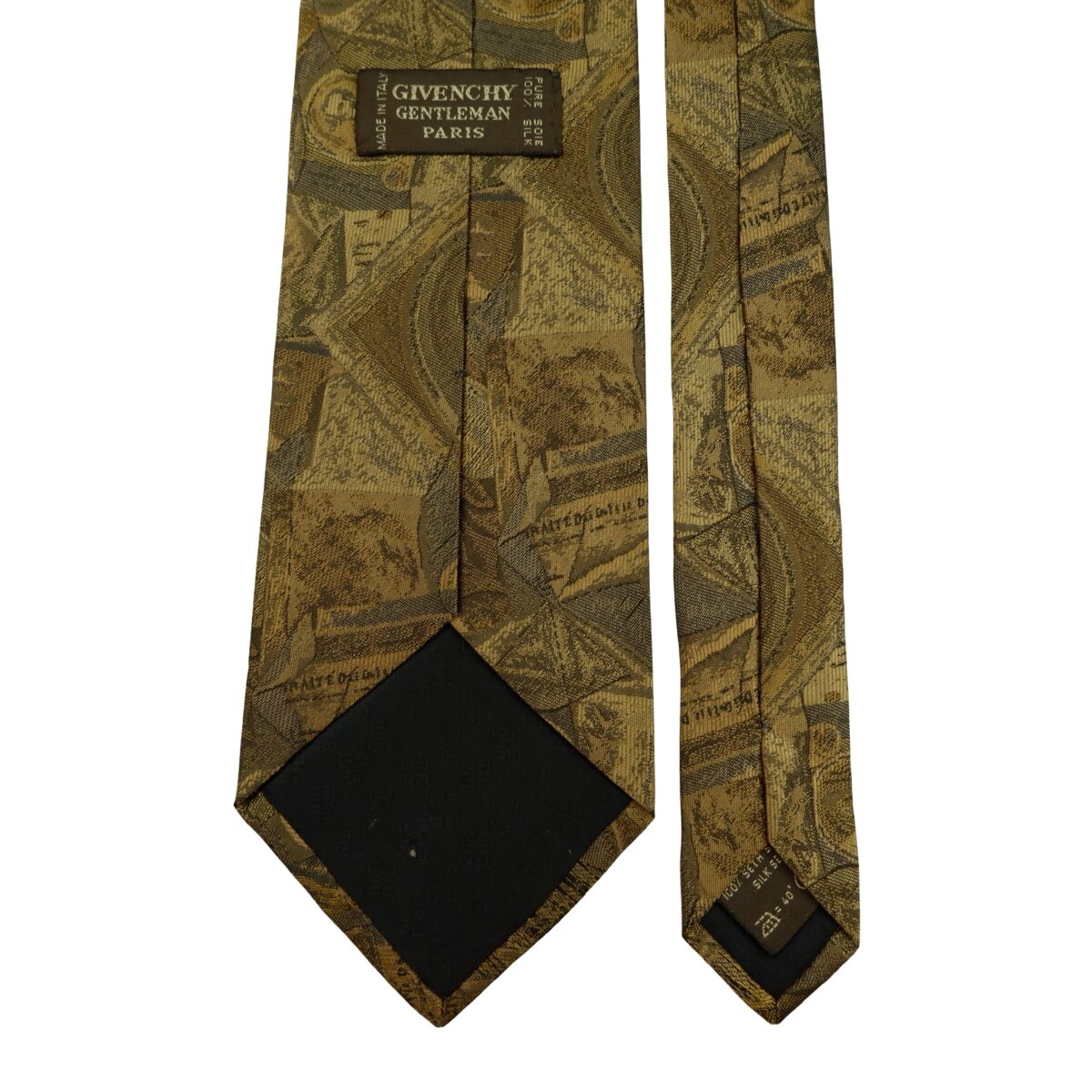 a16241 4 Givenchy Tie Silk Olive Green Abstract Pattern Italy (US Import Tax Included) มุมที่ 4