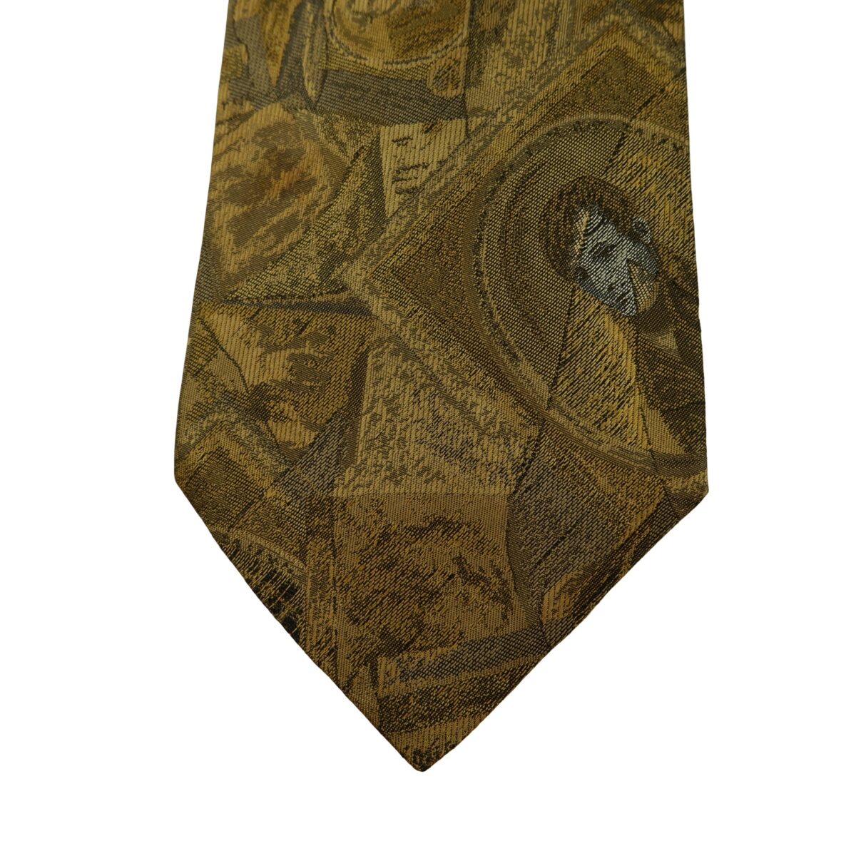 a16241 6 Givenchy Tie Silk Olive Green Abstract Pattern Italy (US Import Tax Included) มุมที่ 6