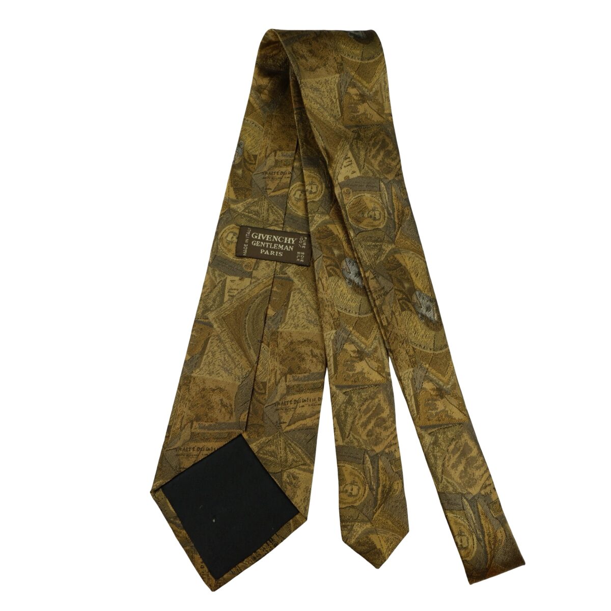 a16241 7 Givenchy Tie Silk Olive Green Abstract Pattern Italy (US Import Tax Included) มุมที่ 7