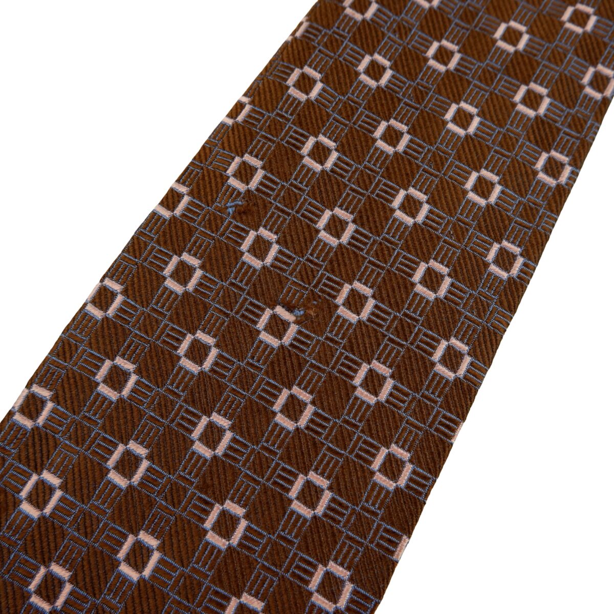 a16243 12 Ermenegildo Zegna Tie Silk Brown Geometric Italy (US Import Tax Included) มุมที่ 12