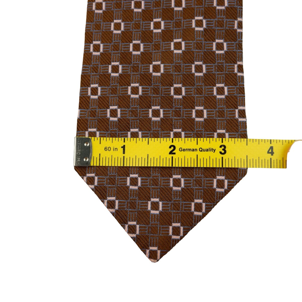 a16243 13 Ermenegildo Zegna Tie Silk Brown Geometric Italy (US Import Tax Included) มุมที่ 13