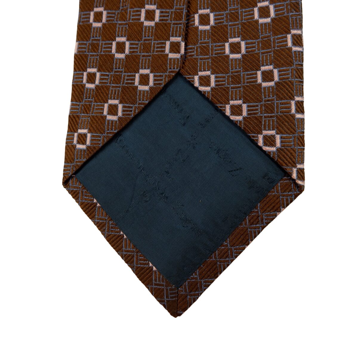 a16243 8 Ermenegildo Zegna Tie Silk Brown Geometric Italy (US Import Tax Included) มุมที่ 8