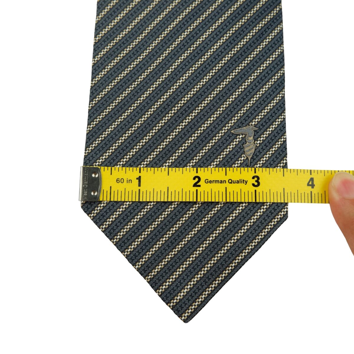 a16245 12 Trussardi Tie Silk Dark Gray Stripe Italy (US Import Tax Included) มุมที่ 12