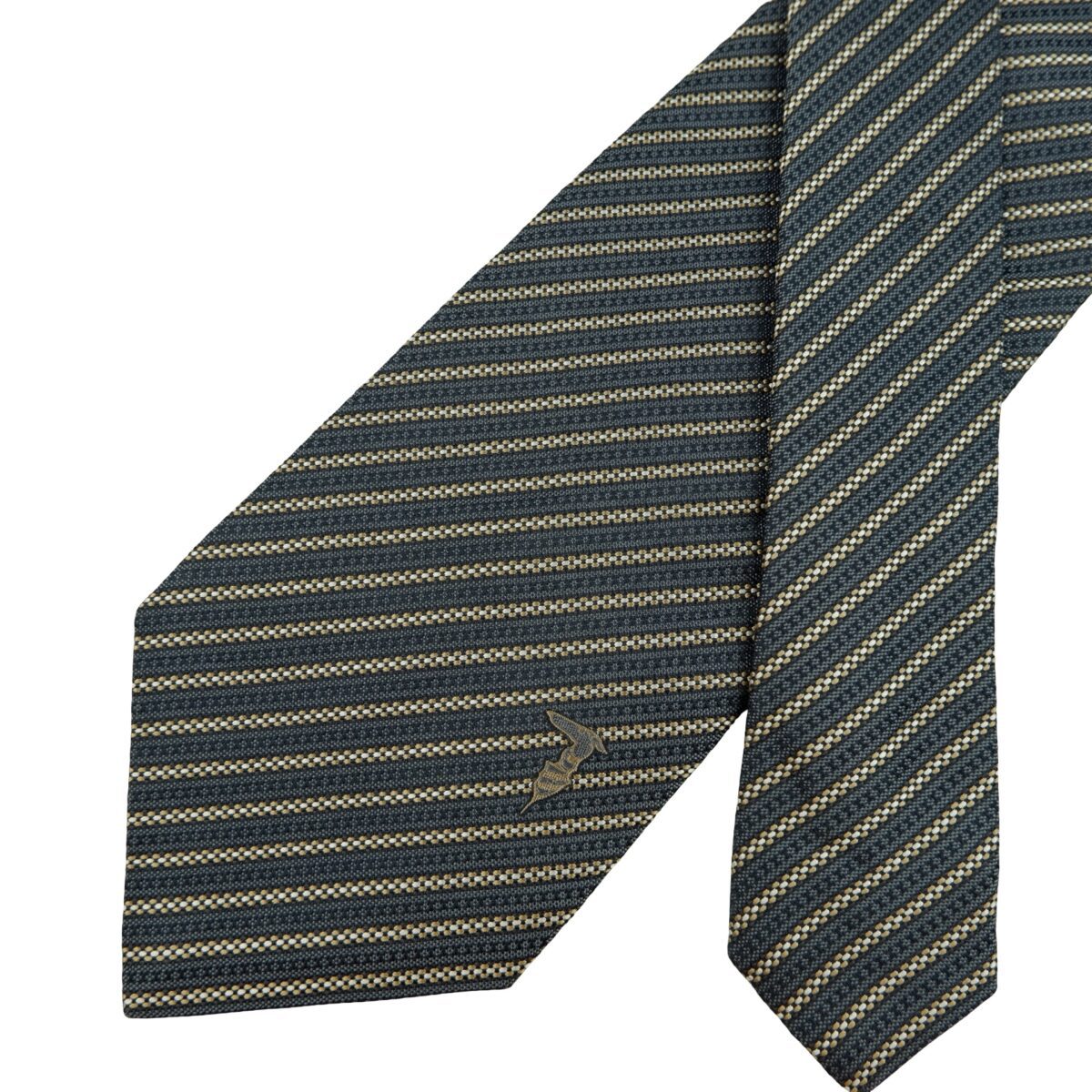a16245 2 Trussardi Tie Silk Dark Gray Stripe Italy (US Import Tax Included) มุมที่ 2