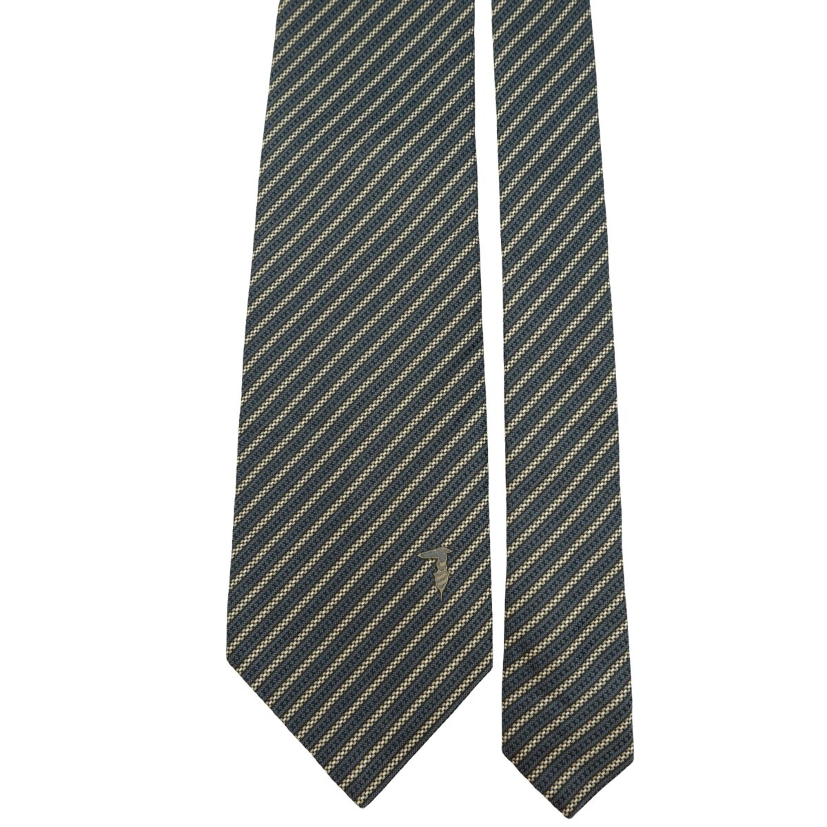 a16245 3 Trussardi Tie Silk Dark Gray Stripe Italy (US Import Tax Included) มุมที่ 3