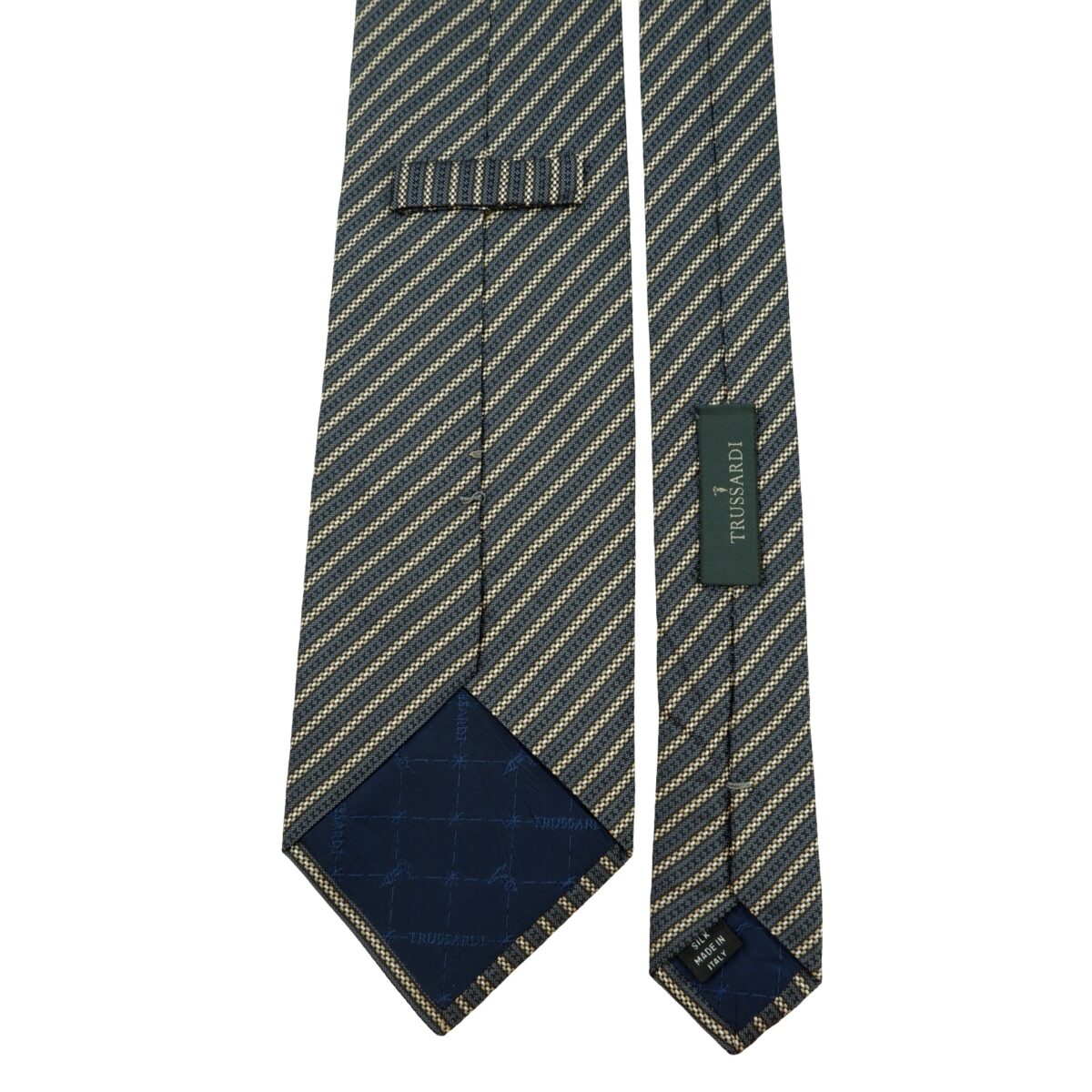 a16245 4 Trussardi Tie Silk Dark Gray Stripe Italy (US Import Tax Included) มุมที่ 4