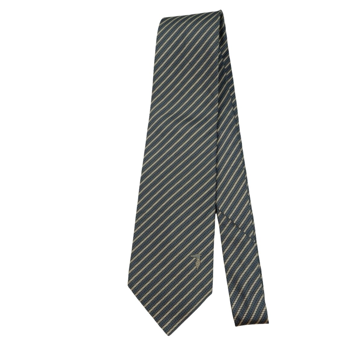 a16245 5 Trussardi Tie Silk Dark Gray Stripe Italy (US Import Tax Included) มุมที่ 5