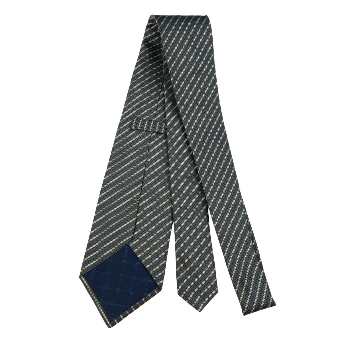 a16245 7 Trussardi Tie Silk Dark Gray Stripe Italy (US Import Tax Included) มุมที่ 7