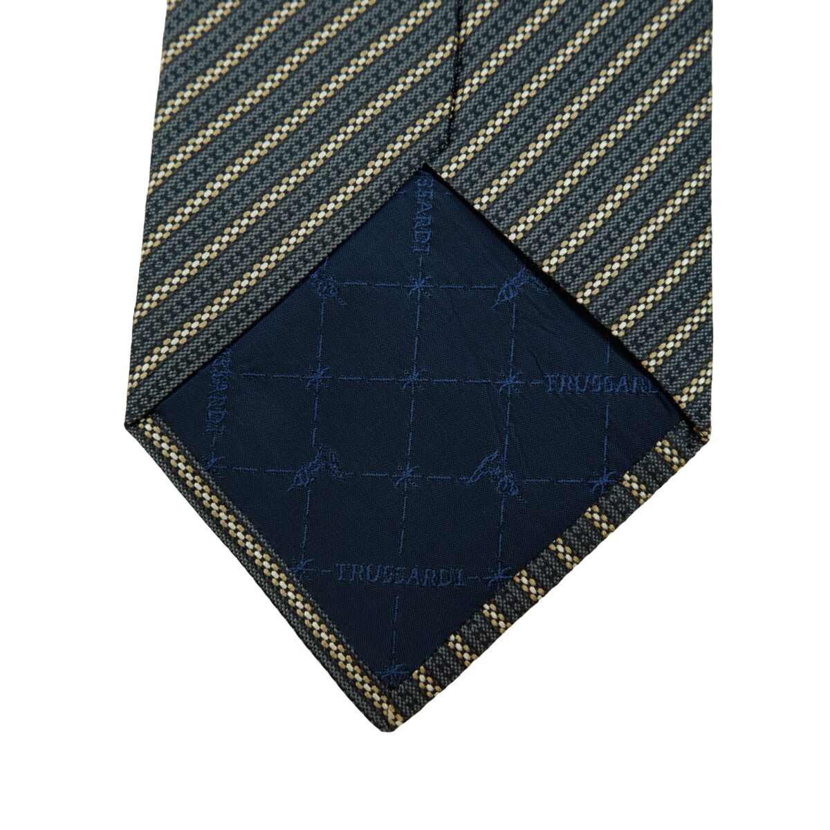 a16245 8 Trussardi Tie Silk Dark Gray Stripe Italy (US Import Tax Included) มุมที่ 8