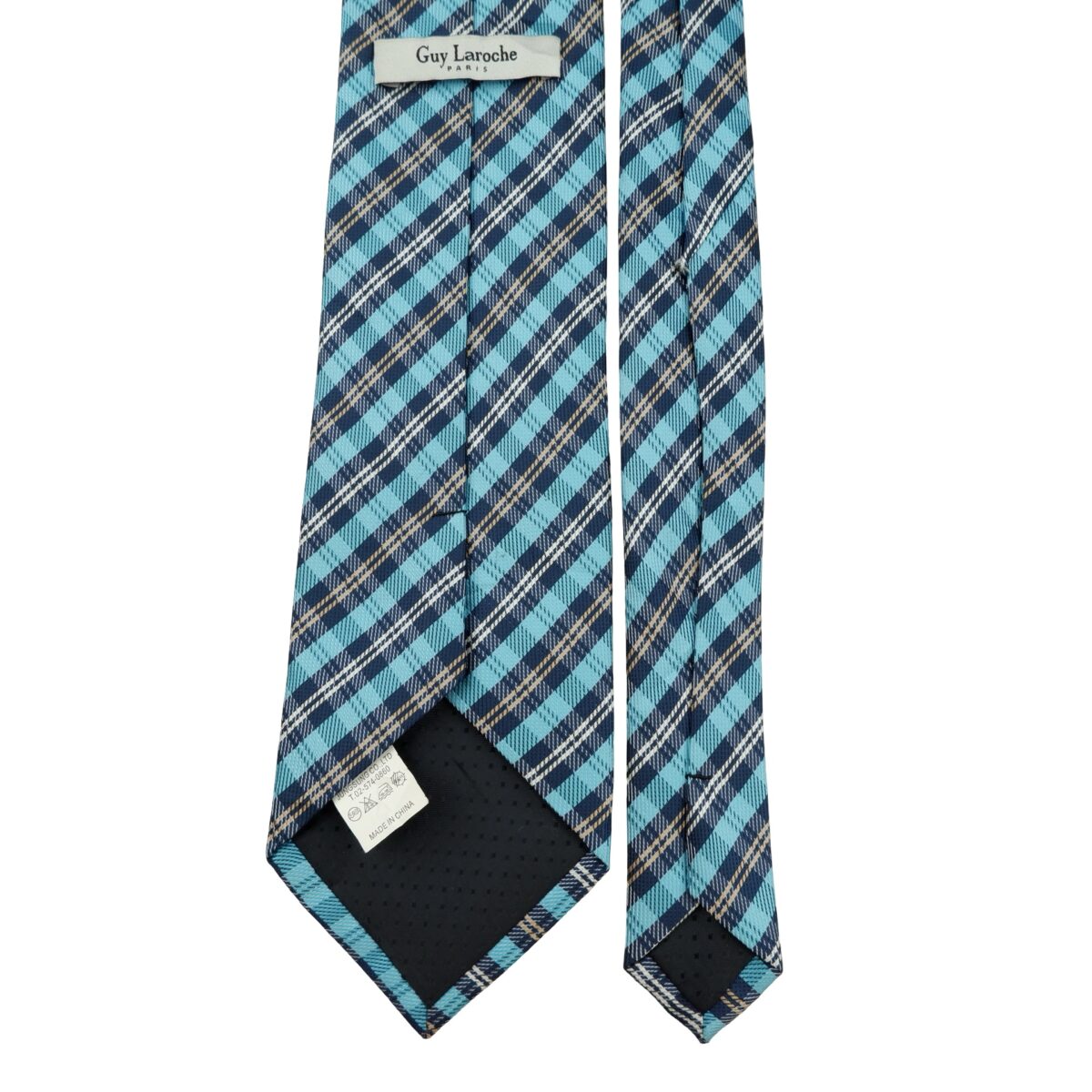 a16247 4 Guy Laroche Tie PE Blue Check China (US Import Tax Included) มุมที่ 4