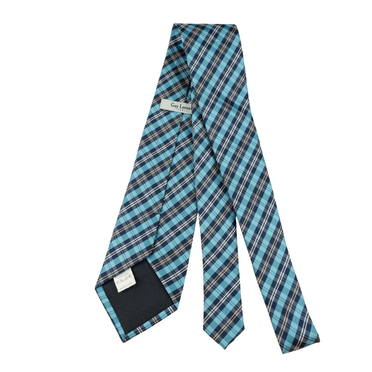 a16247 7 Guy Laroche Tie PE Blue Check China (US Import Tax Included) มุมที่ 7