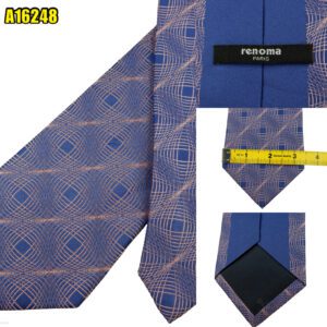 Renoma Tie Silk Blue Pink Geometric  (US Import Tax Included) มุมที่ 1
