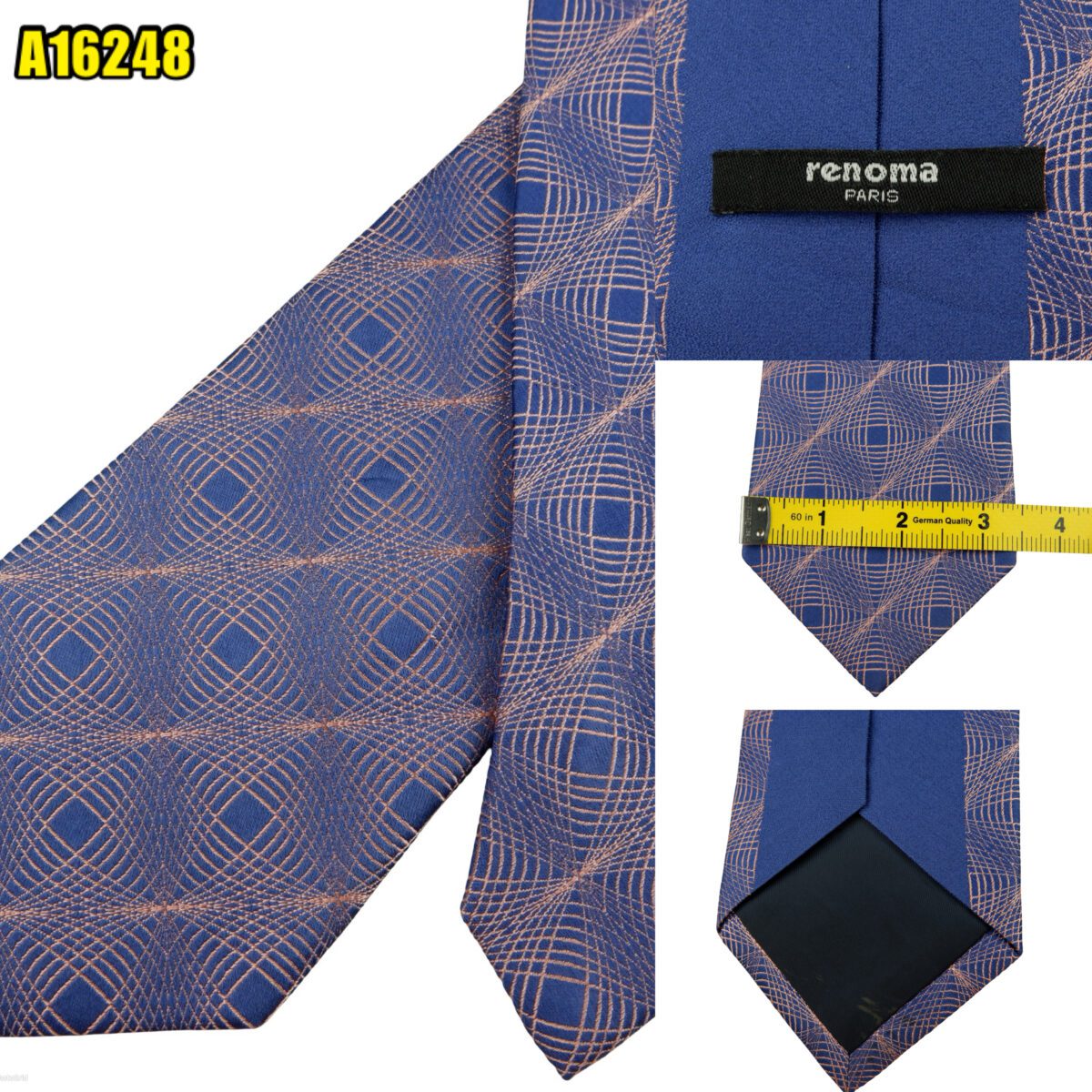 created by photogrid Renoma Tie Silk Blue Pink Geometric (US Import Tax Included) มุมที่ 1
