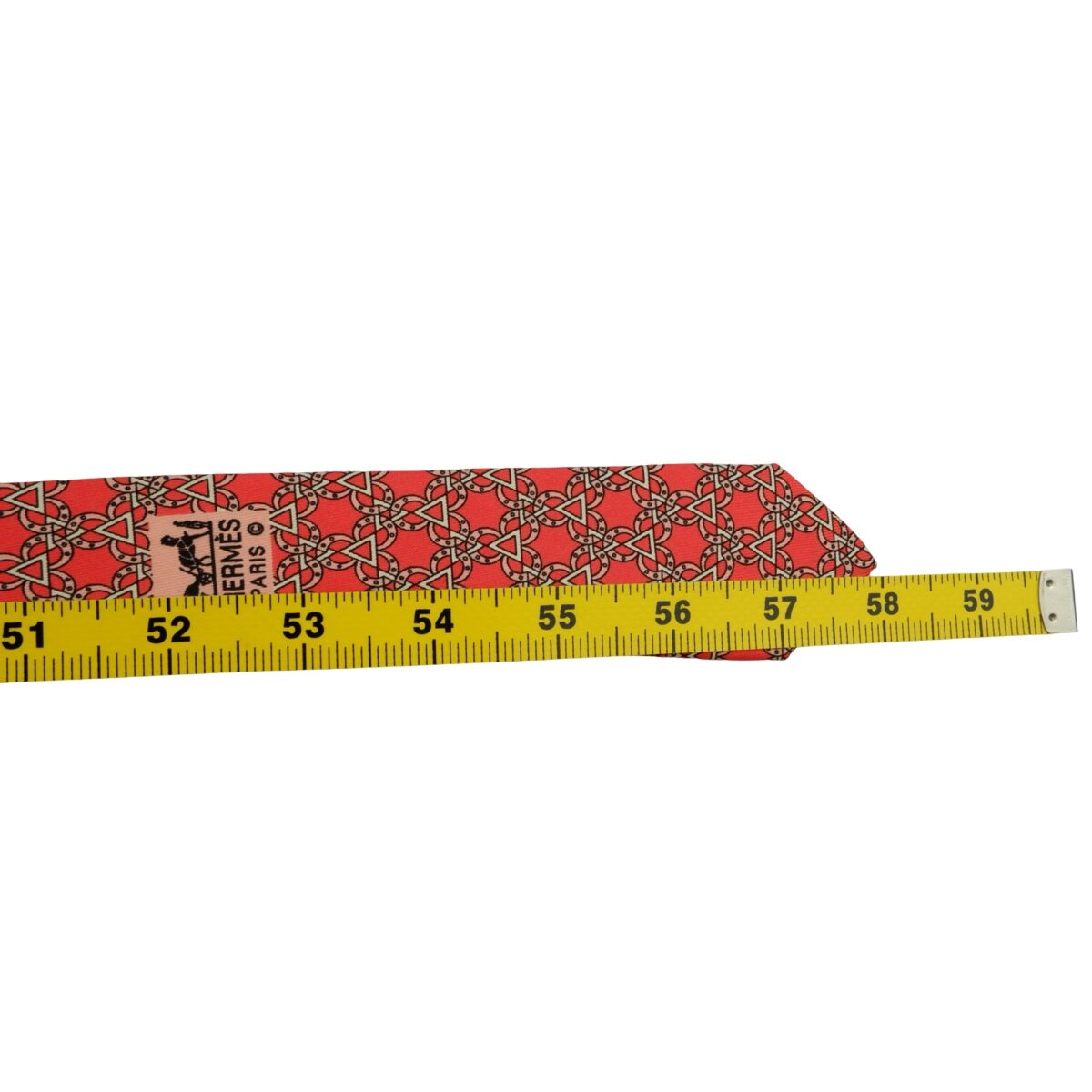 a16252 14 Hermes Tie Silk Red Geometric France (US Import Tax Included) มุมที่ 14